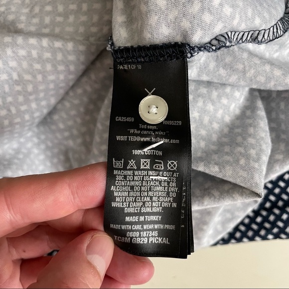 Ted Baker London Pickal Trim Fit Print Polo Navy Men’s Size XL Slim - Picture 7 of 8